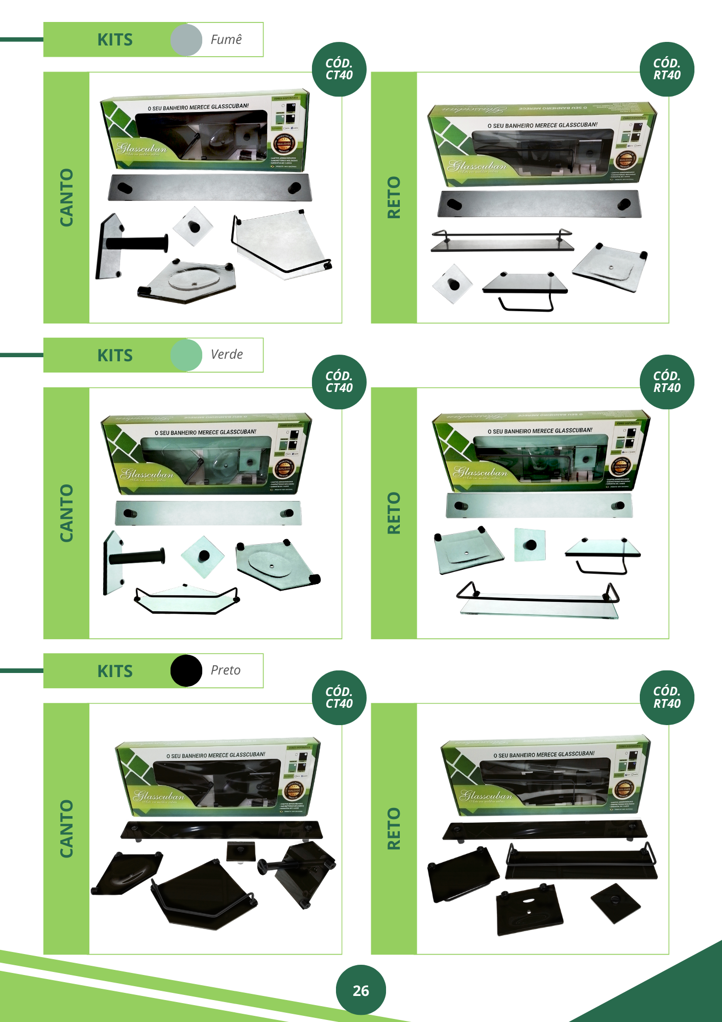 Catálogo G.C Vidros — Kits Fumê, Verde e Preto